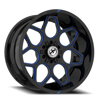 XF OFF-ROAD XF-233 20X9 12 6X135/6X139.7 GLOSS BLACK & BLUE MILLED