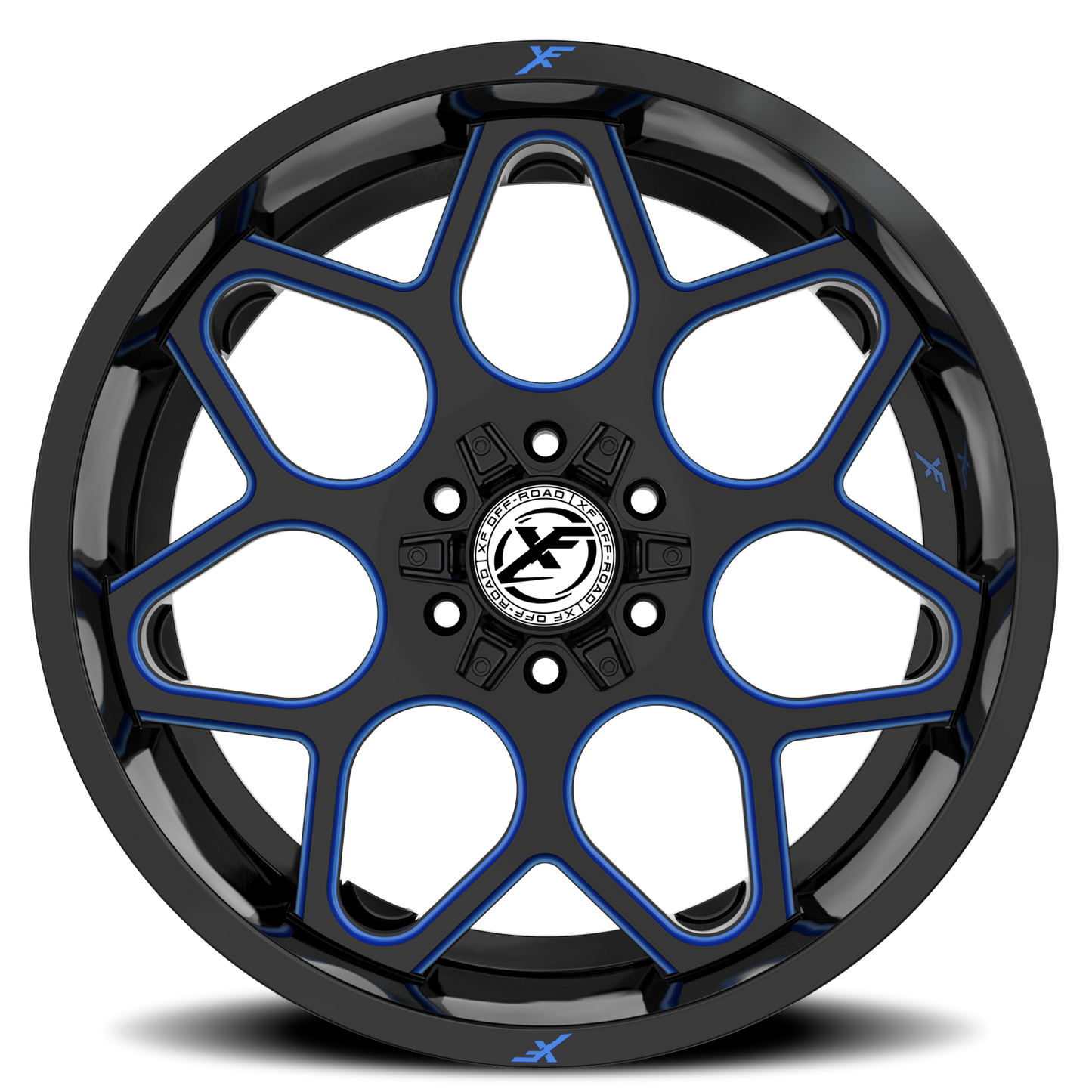 XF OFF-ROAD XF-233 20X9 12 5X127/5X139.7 GLOSS BLACK & BLUE MILLED