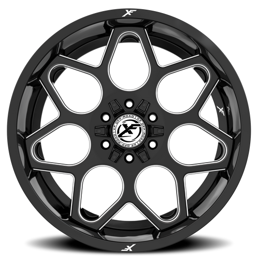 XF OFF-ROAD XF-233 20X10 -24 6X135/6X139.7 GLOSS BLACK & MILLED