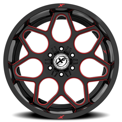 XF OFF-ROAD XF-233 20X10 -24 6X135/6X139.7 GLOSS BLACK & RED MILLED