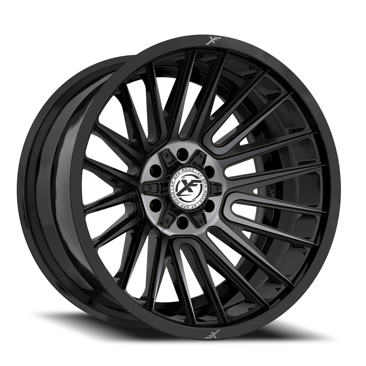 XF OFF-ROAD XF-234 18X9 0 6X135/6X139.7 GLOSS BLACK & BRUSHED DOUBLE DARK TINT