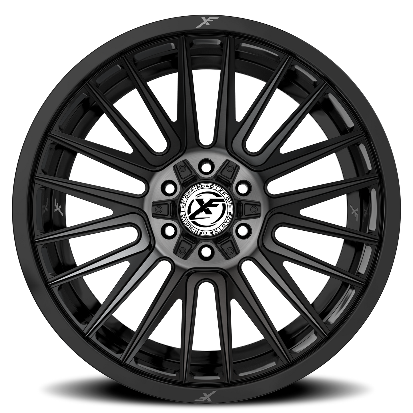 XF OFF-ROAD XF-234 18X9 12 5X127/5X139.7 GLOSS BLACK & BRUSHED DOUBLE DARK TINT