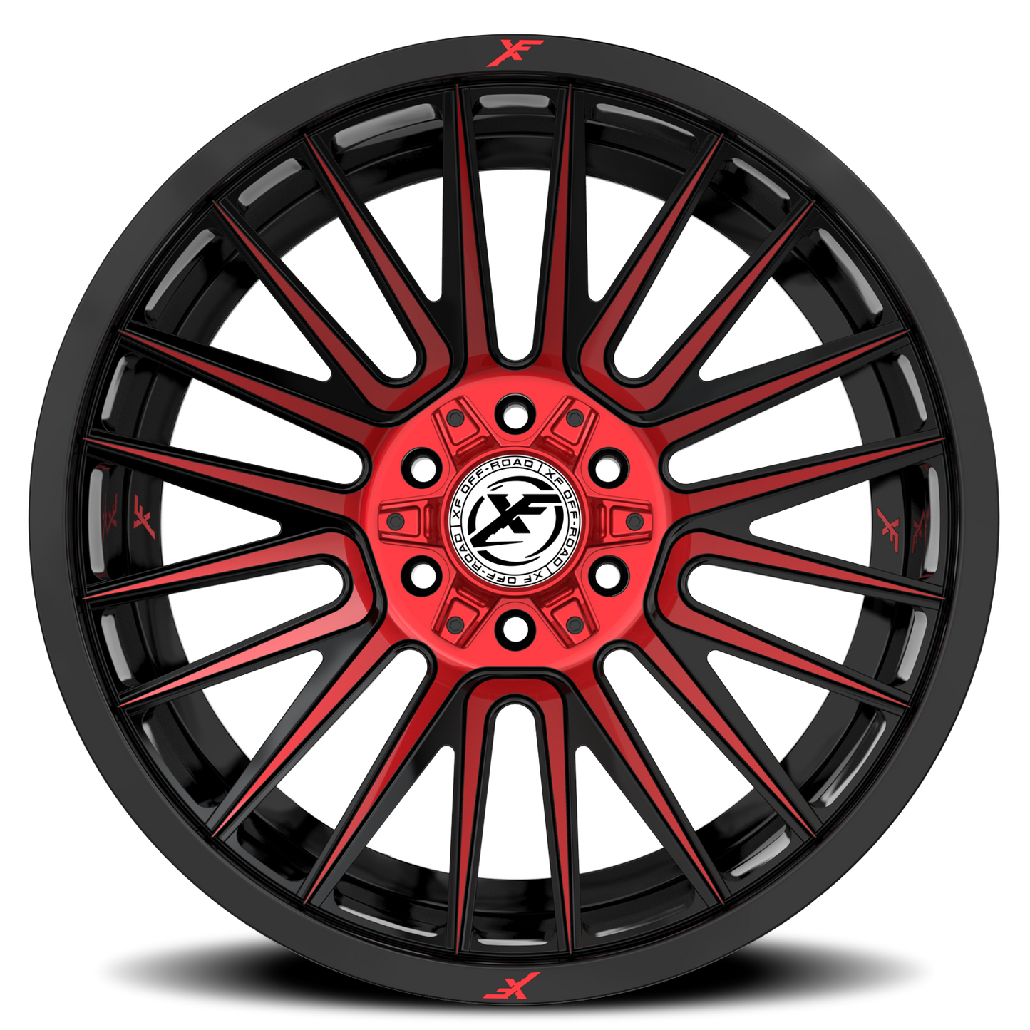 XF OFF-ROAD XF-234 18X9 12 5X127/5X139.7 GLOSS BLACK & RED MACHINED