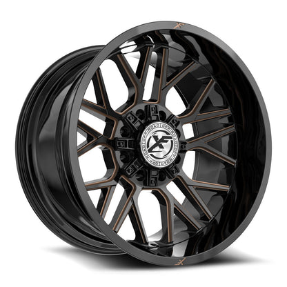 XF OFF-ROAD XF-235 24X12 -44 BLANK 5X/6X GLOSS BLACK & BRONZE MILLED