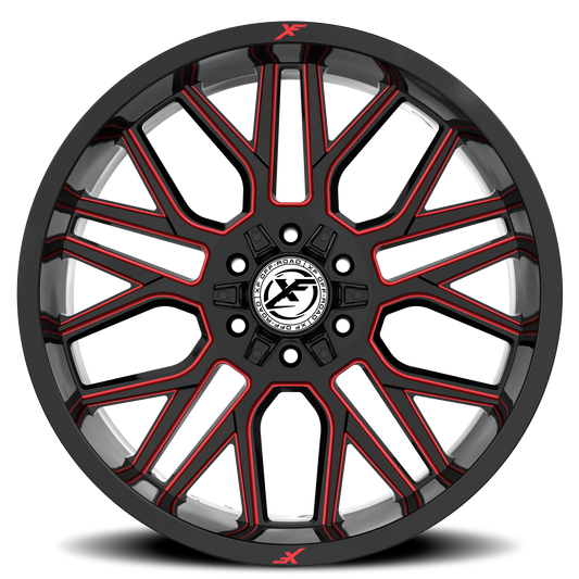 XF OFF-ROAD XF-235 20X9 0 6X135/6X139.7 GLOSS BLACK & RED MILLED
