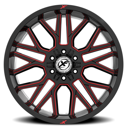 XF OFF-ROAD XF-235 20X9 12 6X135/6X139.7 GLOSS BLACK & RED MILLED