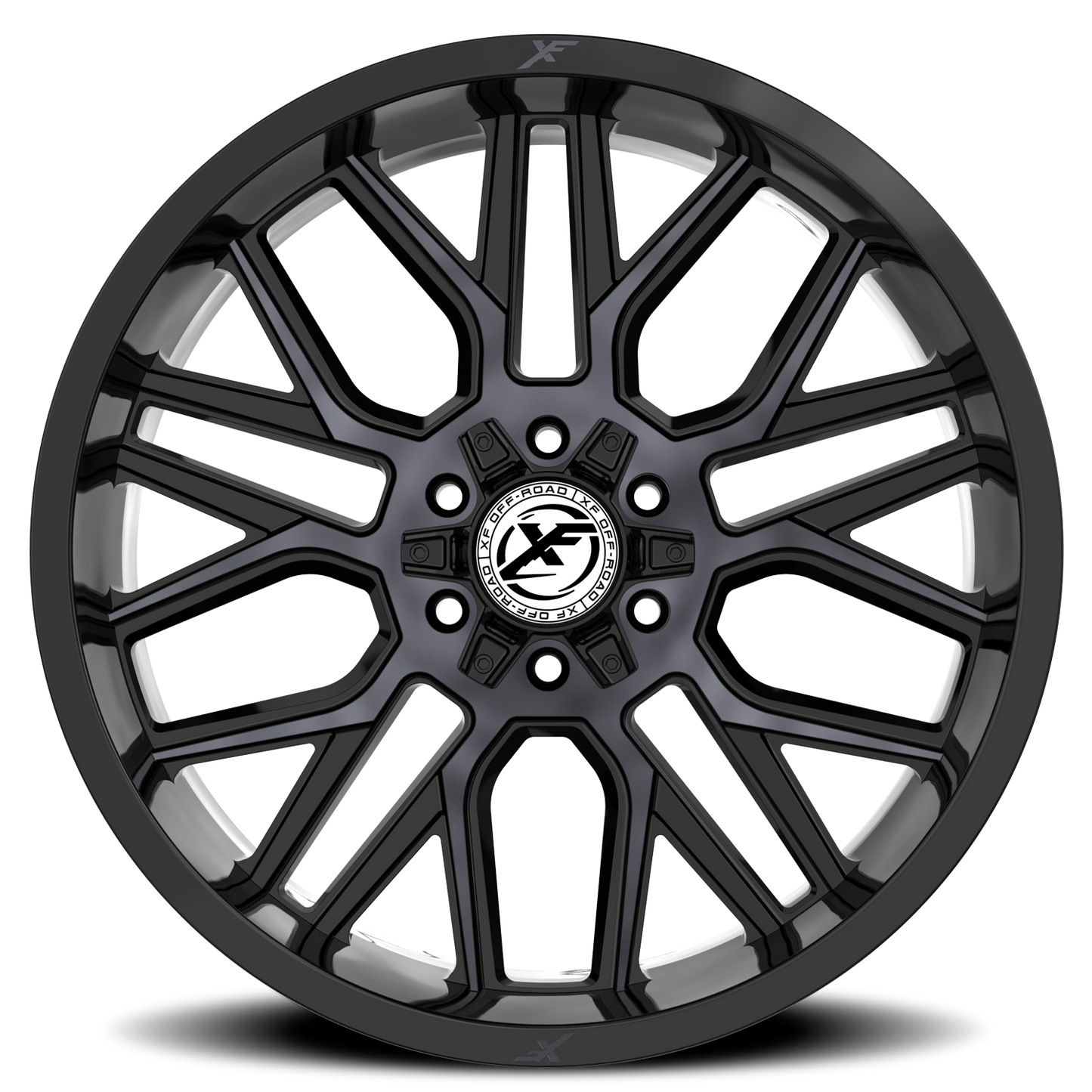 XF OFF-ROAD XF-235 20X10 -12 5X127/5X139.7 GLOSS BLACK & MACHINED TITANIUM DOUBLE DARK TINT
