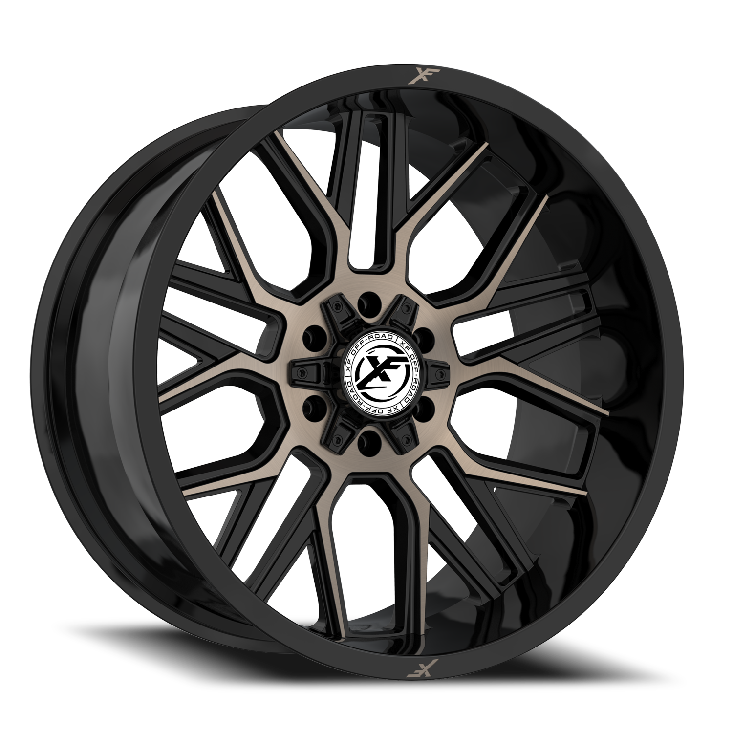 XF OFF-ROAD XF-235 20X10 -24 5X127/5X139.7 GLOSS BLACK & BRONZE MILLED