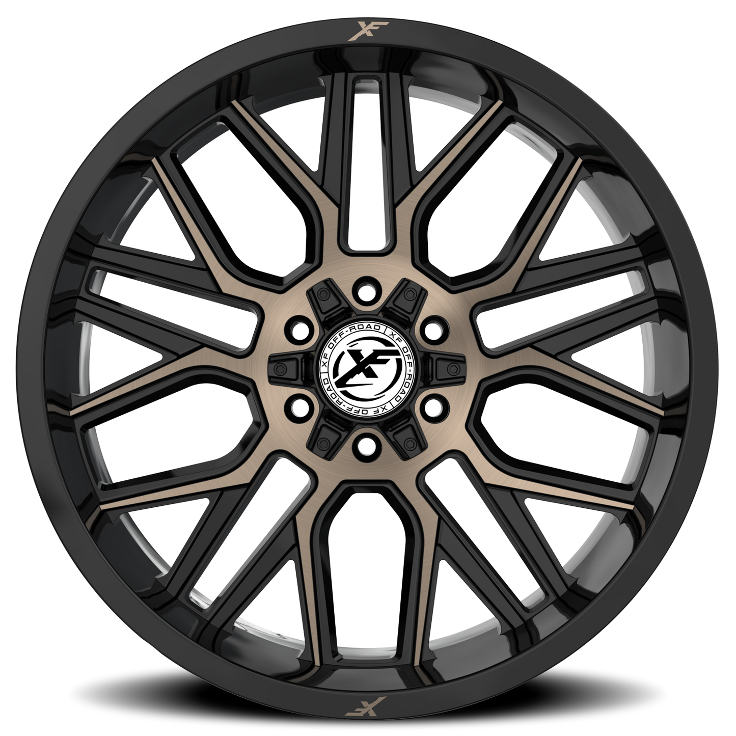 XF OFF-ROAD XF-235 22X12 -44 5X127/5X139.7 GLOSS BLACK & BRONZE MILLED