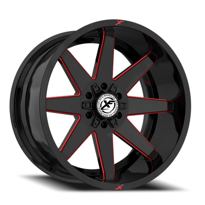 XF OFF-ROAD XF-236 20X9 12 6X135/6X139.7 GLOSS BLACK & RED MILLED