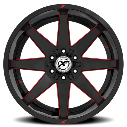 XF OFF-ROAD XF-236 20X9 0 6X135/6X139.7 GLOSS BLACK & RED MILLED