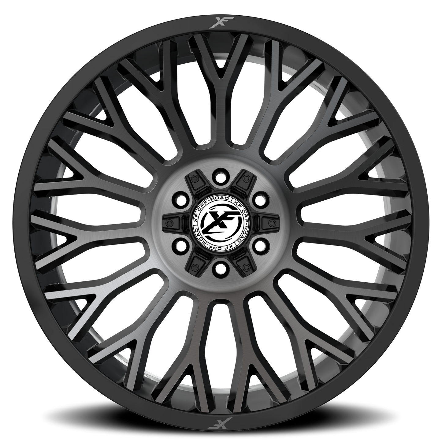 XF OFF-ROAD XF-237 20X9 12 5X127/5X139.7 GLOSS BLACK & BRUSHED DOUBLE DARK TINT