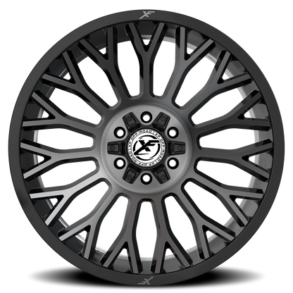 XF OFF-ROAD XF-237 22X12 -44 8X165.1/8X170 GLOSS BLACK & BRUSHED DOUBLE DARK TINT