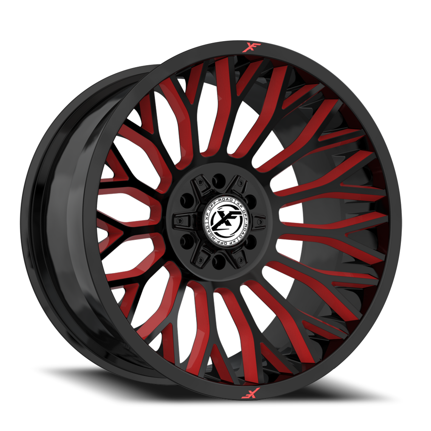 XF OFF-ROAD XF-237 26X12 -44 5X127/5X139.7 GLOSS BLACK & RED MILLED