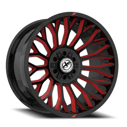 XF OFF-ROAD XF-237 22X12 -44 5X127/5X139.7 GLOSS BLACK & RED MILLED