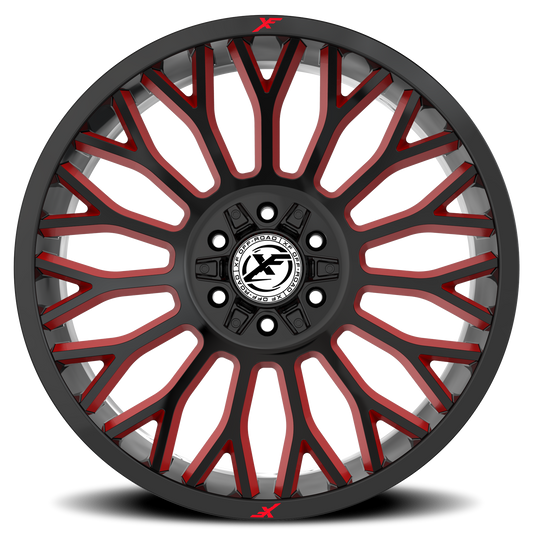 XF OFF-ROAD XF-237 20X9 12 6X135/6X139.7 GLOSS BLACK & RED MILLED