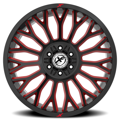 XF OFF-ROAD XF-237 24X14 -76 5X127/5X139.7 GLOSS BLACK & RED MILLED