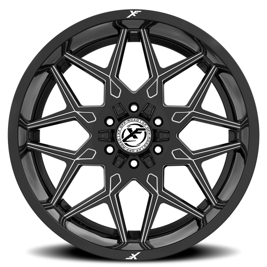 XF OFF-ROAD XF-238 17X9 12 6X135/6X139.7 GLOSS BLACK & MILLED