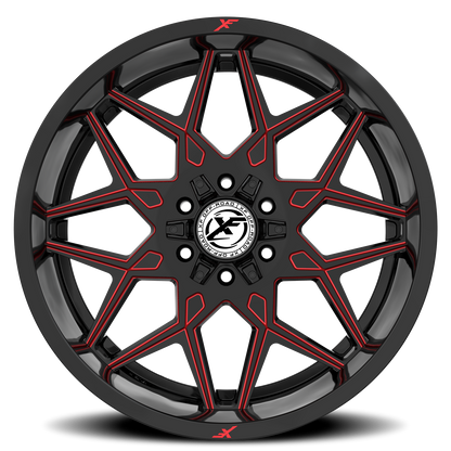 XF OFF-ROAD XF-238 22X10 -18 8X165.1/8X170 GLOSS BLACK & RED MILLED