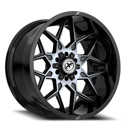 XF OFF-ROAD XF-238 20X9 0 5X127/5X139.7 GLOSS BLACK & MACHINED TITANIUM DOUBLE DARK TINT