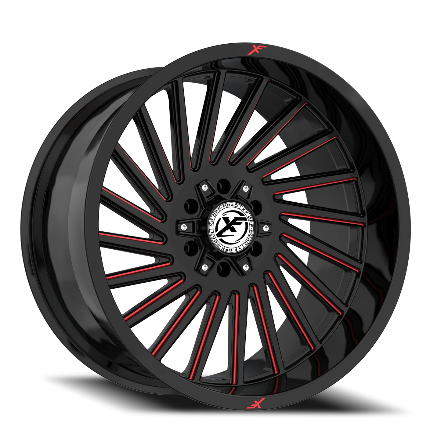 XF OFF-ROAD XF-239 20X9 12 6X135/6X139.7 GLOSS BLACK & RED MILLED