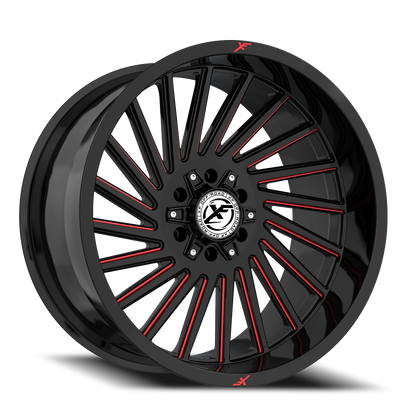 XF OFF-ROAD XF-239 20X9 12 5X127/5X139.7 GLOSS BLACK & RED MILLED