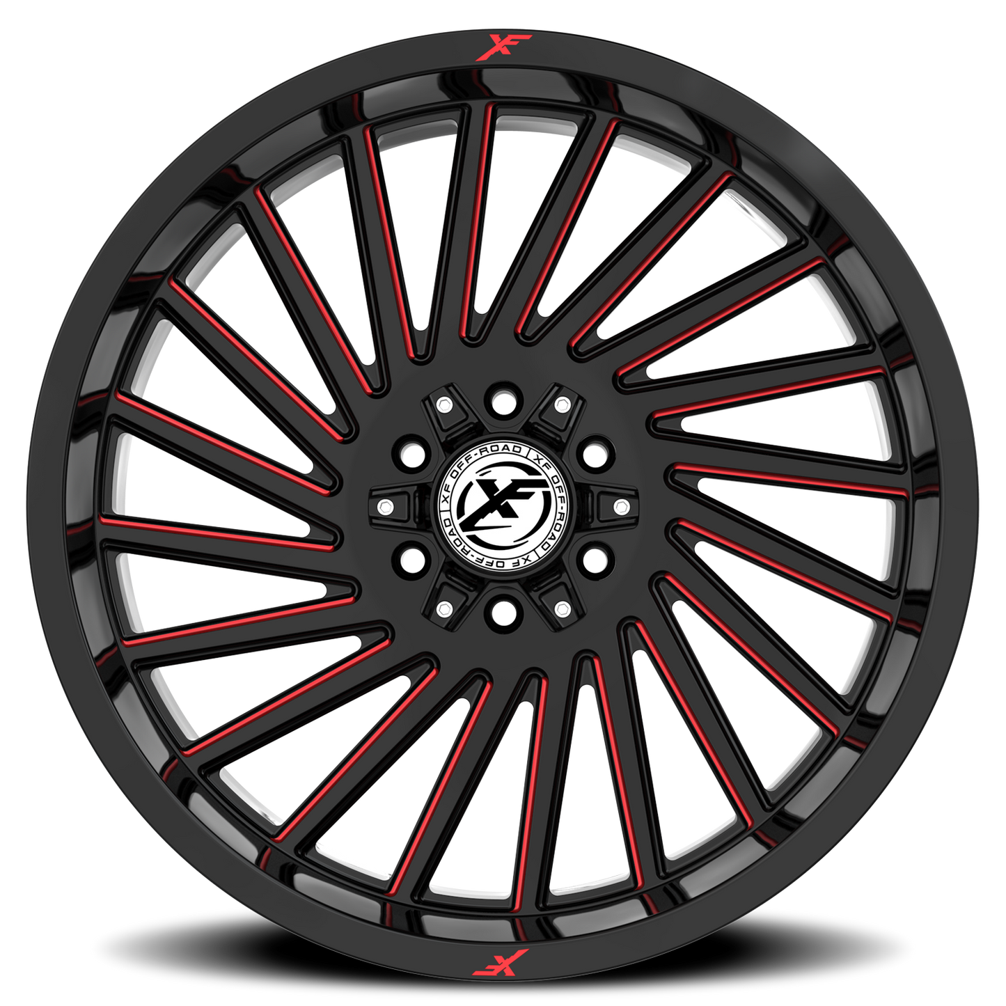 XF OFF-ROAD XF-239 20X10 -12 5X127/5X139.7 GLOSS BLACK & RED MILLED