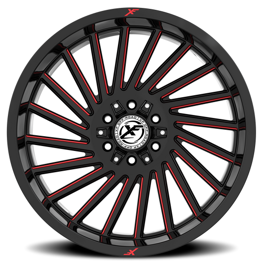 XF OFF-ROAD XF-239 20X9 12 6X135/6X139.7 GLOSS BLACK & RED MILLED