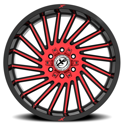 XF OFF-ROAD XF-239 24X12 -44 5X127/5X139.7 GLOSS BLACK & RED MACHINED