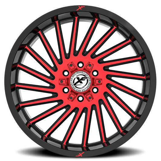 XF OFF-ROAD XF-239 24X12 -44 6X135/6X139.7 GLOSS BLACK & RED MACHINED