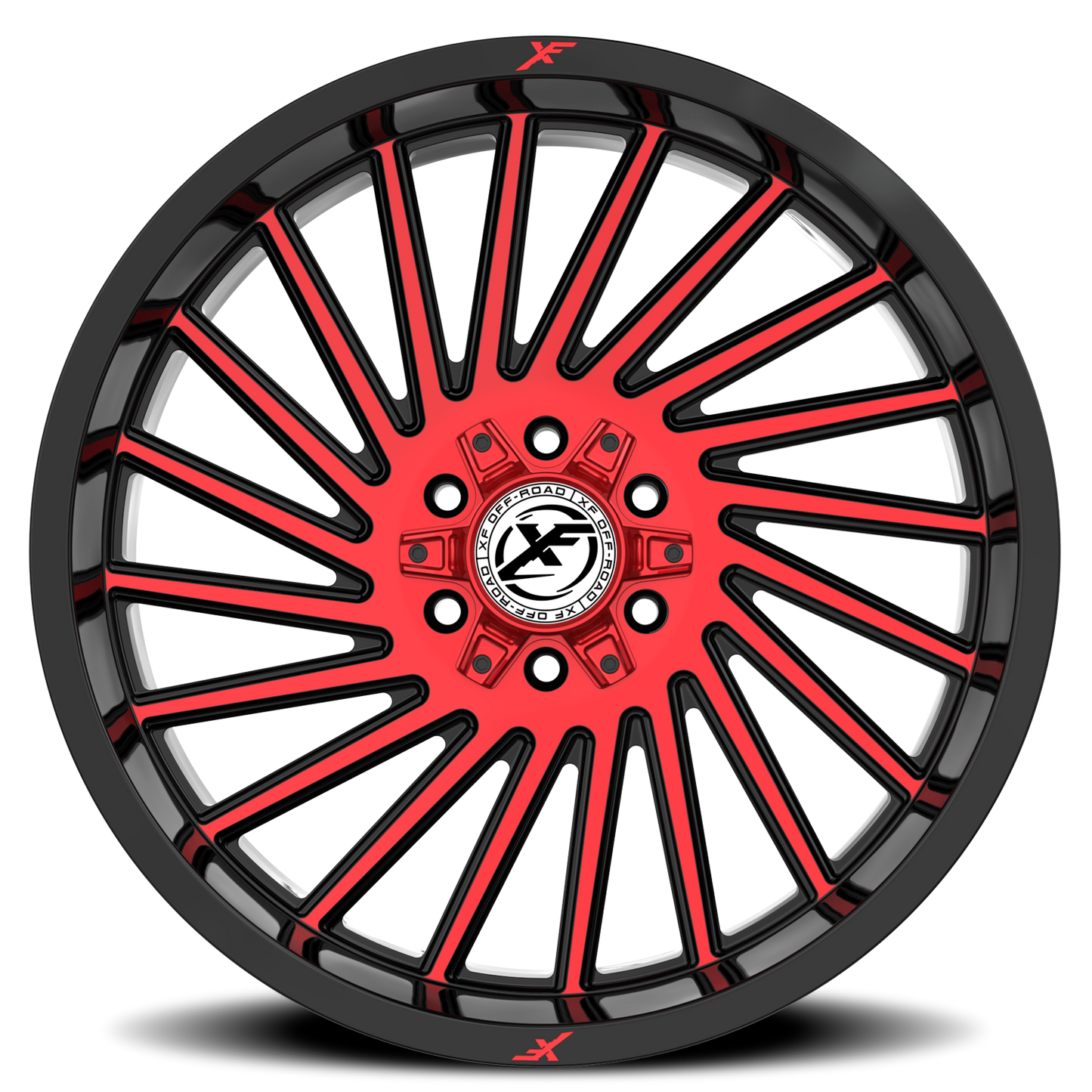 XF OFF-ROAD XF-239 20X9 12 5X127/5X139.7 GLOSS BLACK & RED MACHINED