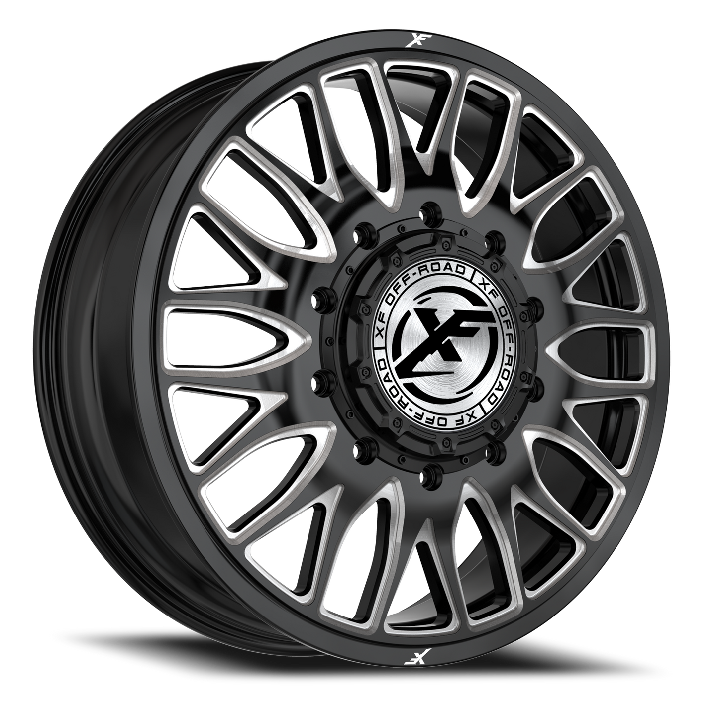XF OFF-ROAD XF-240 DUALLY 24X8.25 110 10X225 GLOSS BLACK & MILLED
