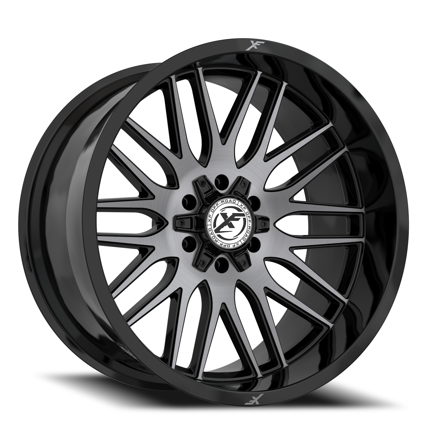 XF OFF-ROAD XF-240 24X14 -76 8X165.1/8X180 GLOSS BLACK & BRUSHED DOUBLE DARK TINT