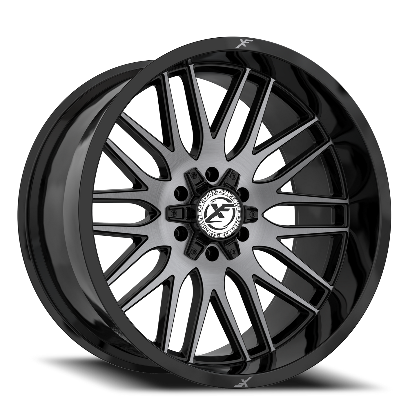 XF OFF-ROAD XF-240 26X12 -44 8X165.1/8X180 GLOSS BLACK & BRUSHED DOUBLE DARK TINT