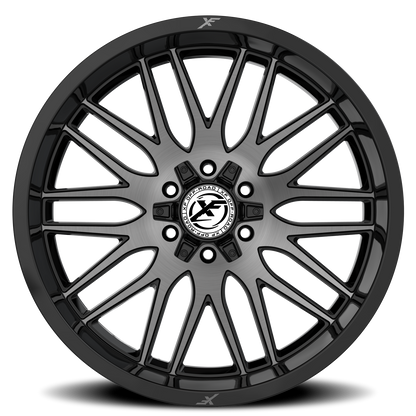 XF OFF-ROAD XF-240 24X14 -76 8X165.1/8X170 GLOSS BLACK & BRUSHED DOUBLE DARK TINT