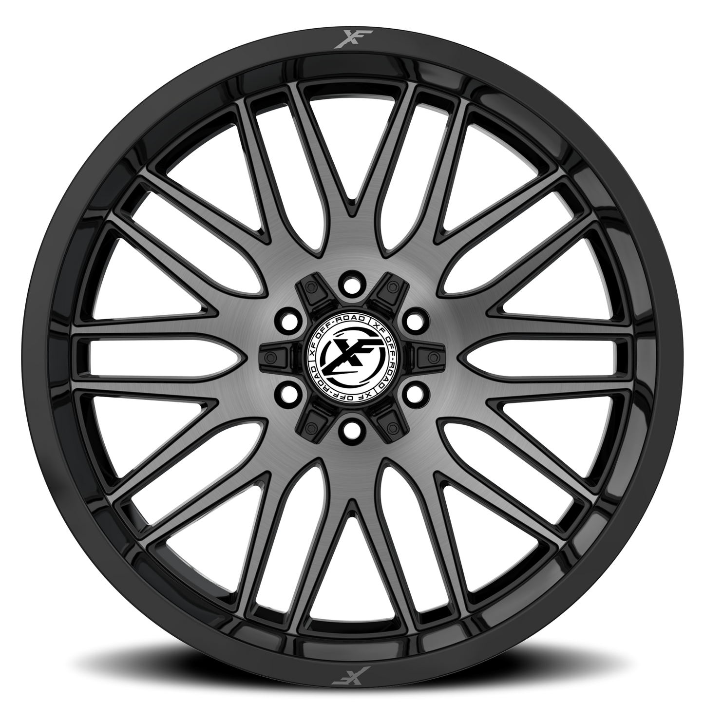 XF OFF-ROAD XF-240 24X12 -44 5X127/5X139.7 GLOSS BLACK & BRUSHED DOUBLE DARK TINT