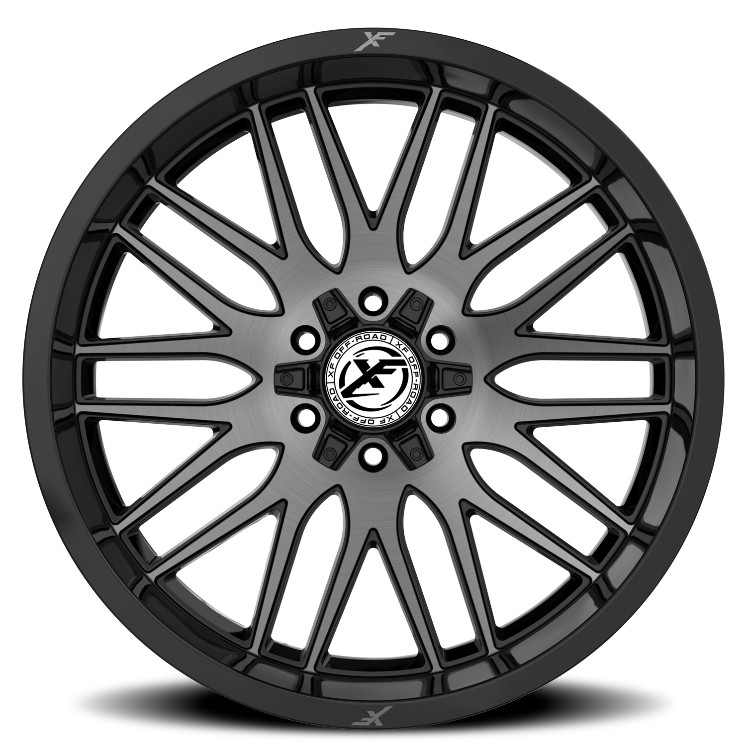 XF OFF-ROAD XF-240 22X12 -44 8X165.1/8X170 GLOSS BLACK & BRUSHED DOUBLE DARK TINT