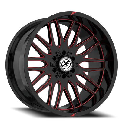 XF OFF-ROAD XF-240 24X12 -44 5X127/5X139.7 GLOSS BLACK & RED MILLED