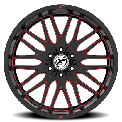 XF OFF-ROAD XF-240 24X14 -76 6X135/6X139.7 GLOSS BLACK & RED MILLED