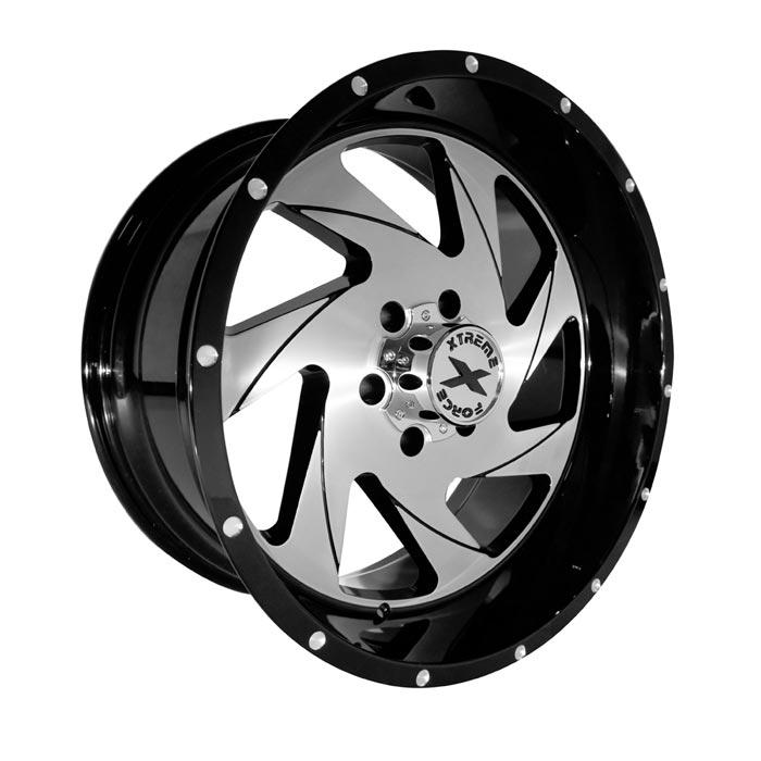 Xtreme Force XF-7 20x10 -19 6x139.7 (6x5.5) Black and Brushed Face (right)