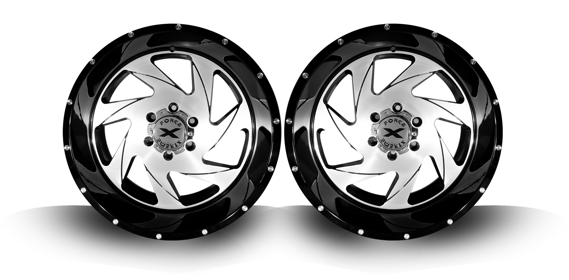 Xtreme Force XF-7 22x12 -44 8x170 Black and Brushed Face (left)