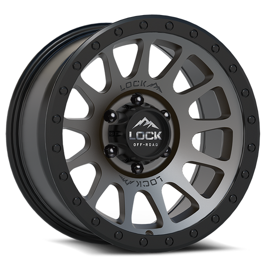 LOCK OFFROAD YOSEMITE 17X9 0 5X127 MATTE GREY W MATTE BLACK RING