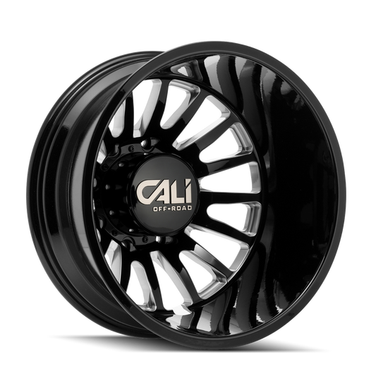 CALI OFF-ROAD SUMMIT DUALLY 9110D 22X8.25 -192MM 8x165.1 REAR GLOSS BLACK/MILLED SPOKES