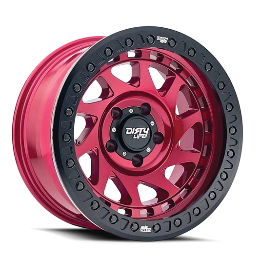 Dirty Life 9313 Enigma Race - 17x9 -12mm 8x165.1 (8x6.5) Crimson Candy Red Wheel | 9313-7981R12