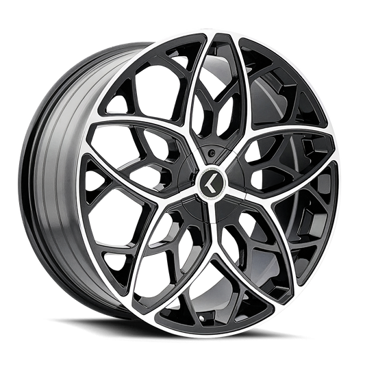 Kraze KR184 Ricochet - 22x8.5 38mm 5x112/5x114.3 (5x4.5) Gloss Black Machined Wheel | KR184-22816BM38
