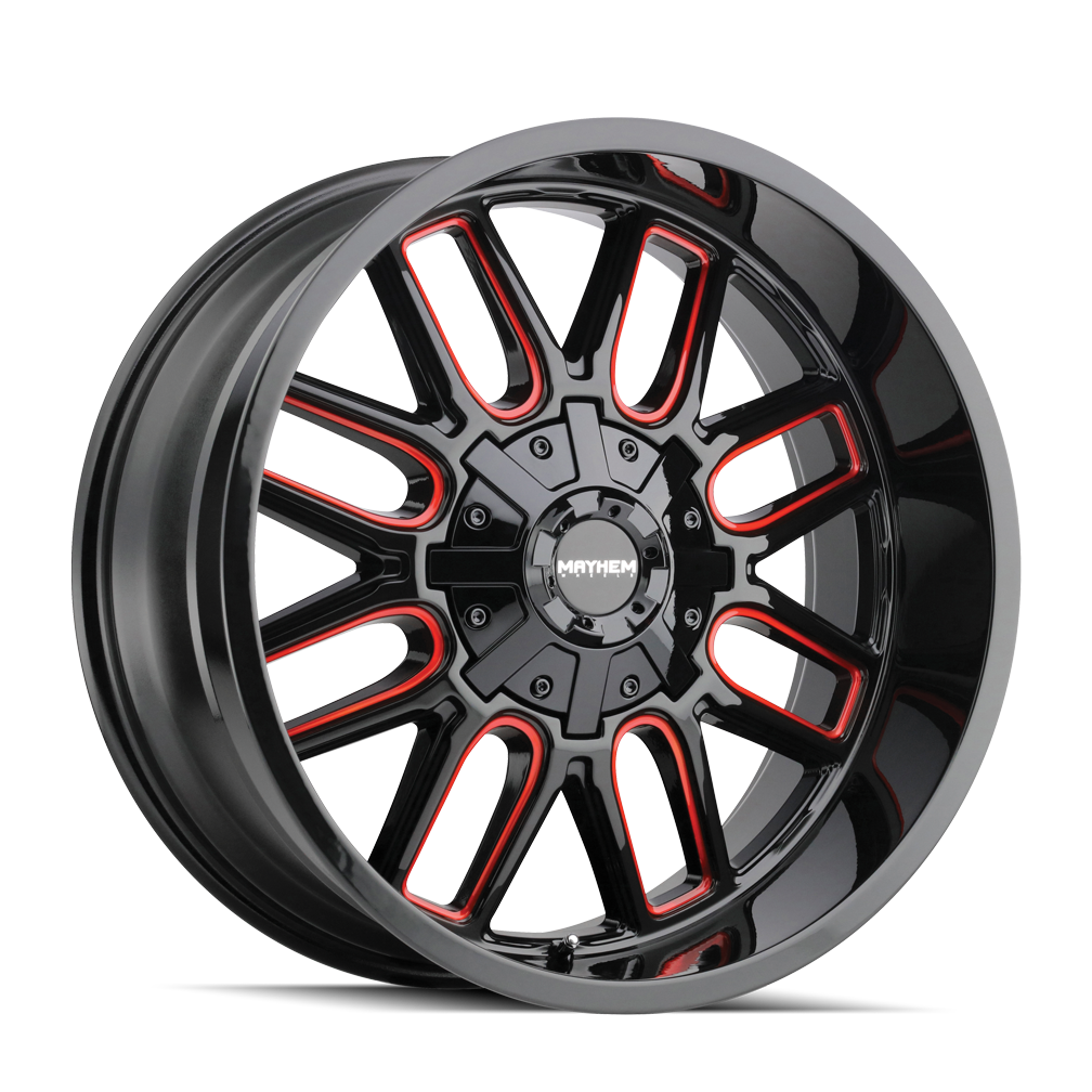 Mayhem 8107 Cogent - 22x10 -44mm 8x170 Black W/prism Red Wheel | 8107-22170BTR