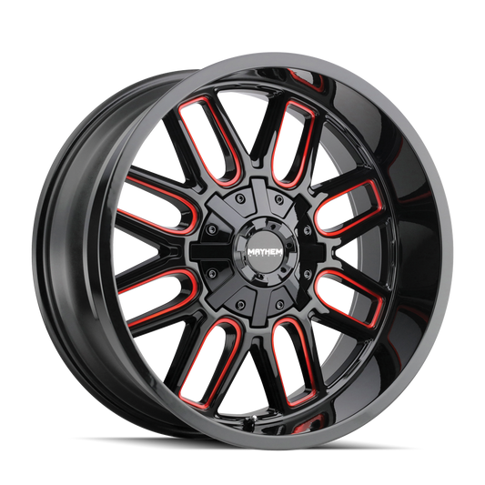 Mayhem 8107 Cogent - 22x10 -44mm 8x165.1 Black W/prism Red Wheel | 8107-22181BTR