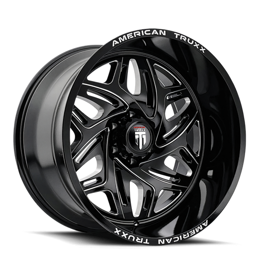 American Truxx AT1914 Euphoria - 22x12 -44mm 5x127 (5x5) Gloss Black Milled Wheel | AT1914-22273BM