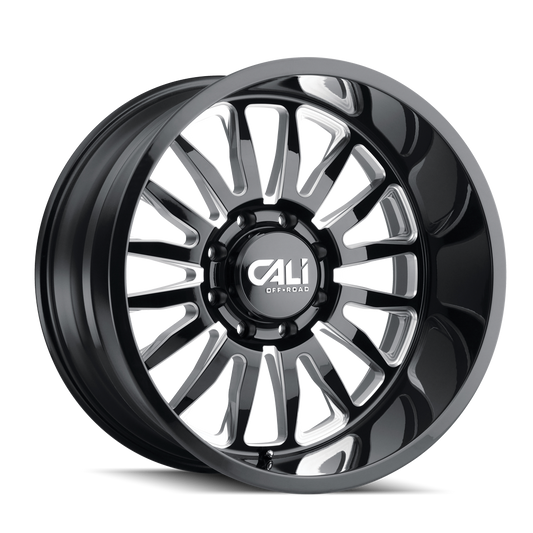 Cali Off-Road 9110 Summit - 22x12 -51mm 6x139.7 (6x5.5) Gloss Black w/ Simulated Beadlock Ring Wheel | 9110-22283GBN