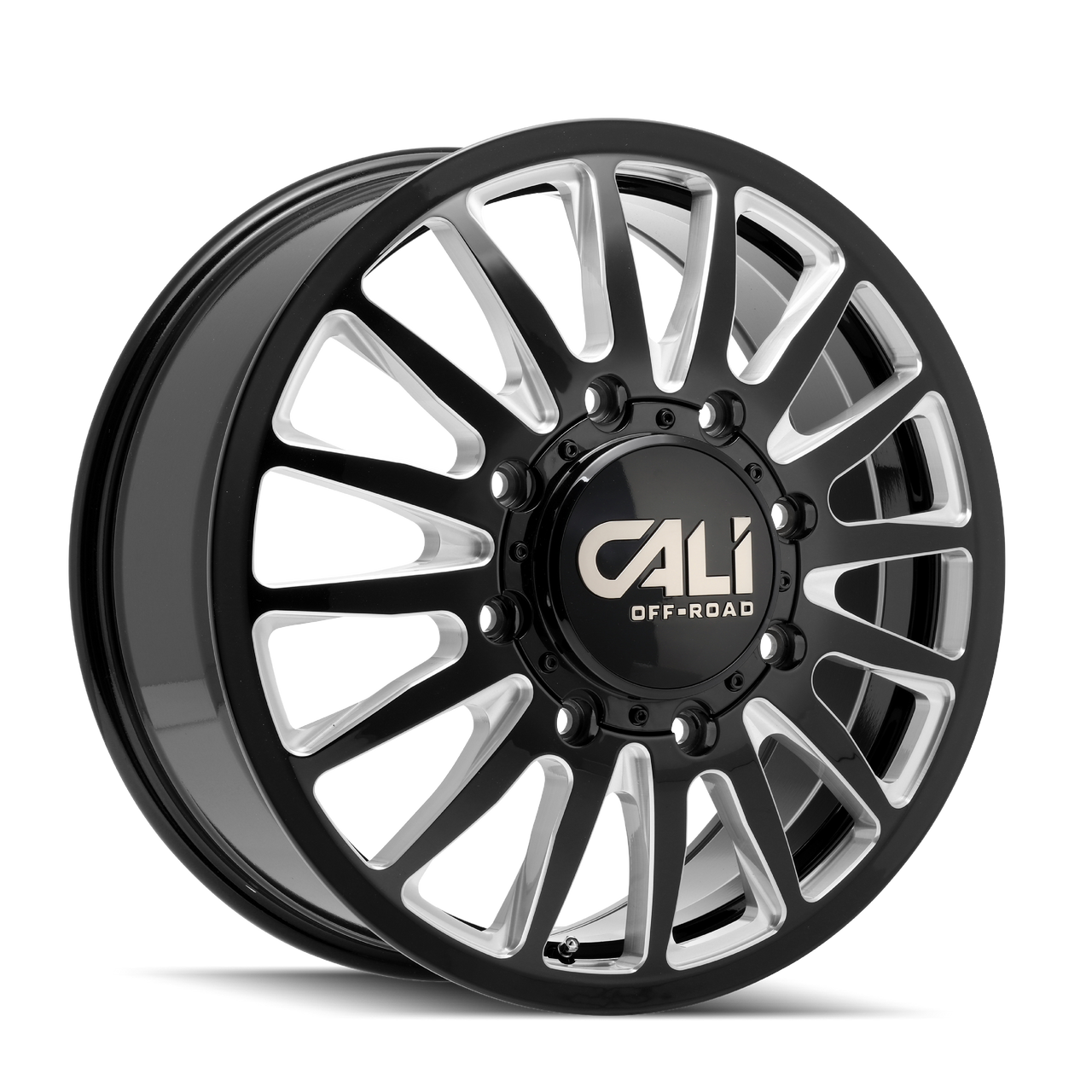 CALI OFF-ROAD SUMMIT DUALLY 9110D 22X8.25 115MM 8x200 FRONT GLOSS BLACK/MILLED SPOKES